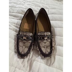 Coach Fortunata loafers brown gold hardware sz 8